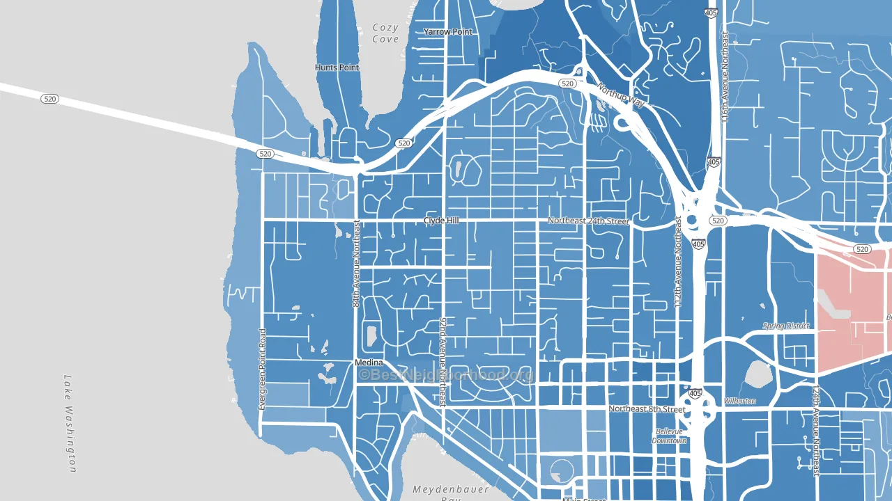 Clyde Hill, WA block-group political-lean map