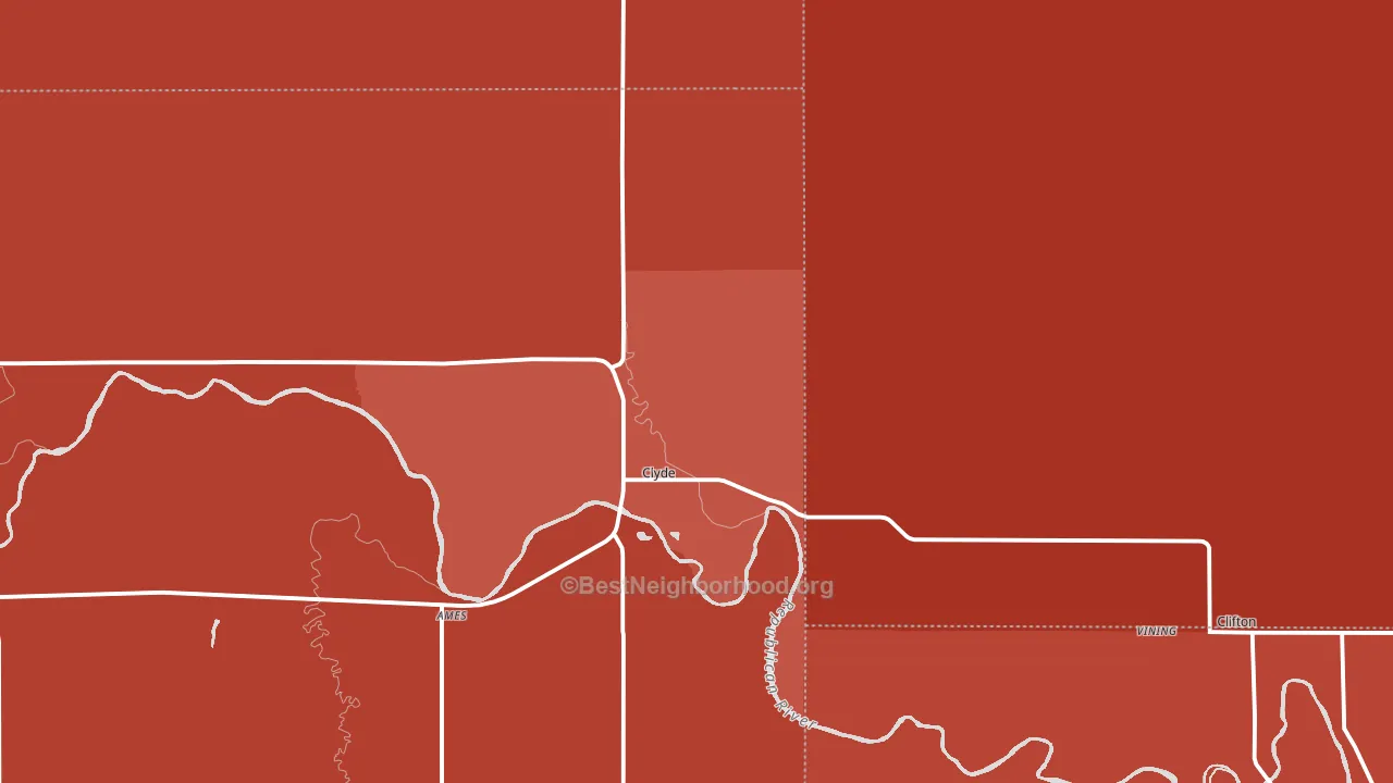 Clyde, KS block-group political-lean map