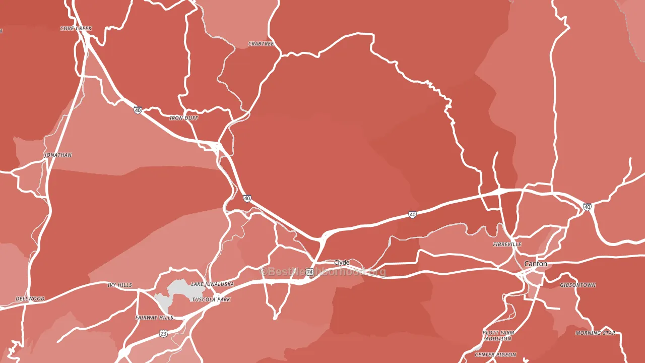 Clyde, NC block-group political-lean map