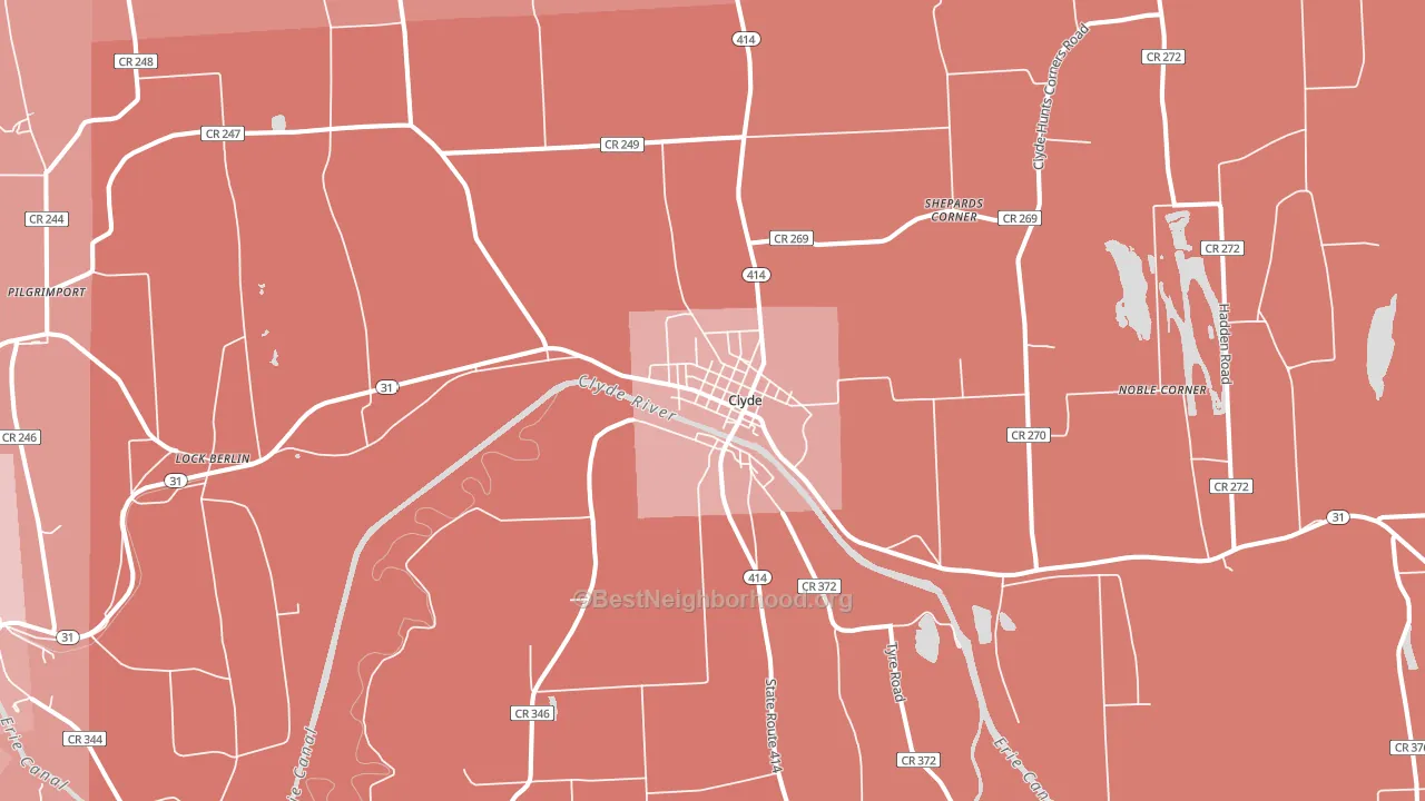 Clyde, NY block-group political-lean map