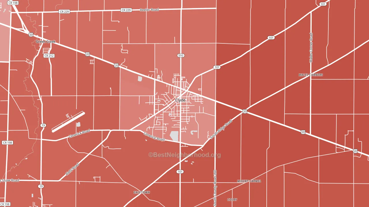 Clyde, OH block-group political-lean map