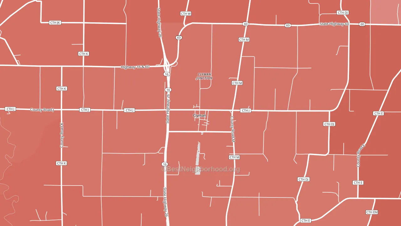 Clyman, WI block-group political-lean map