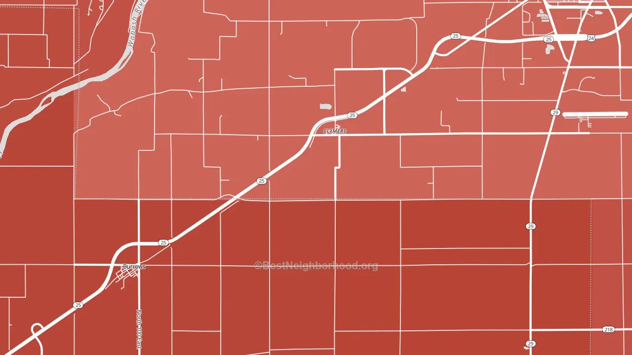 Clymers, IN block-group political-lean map