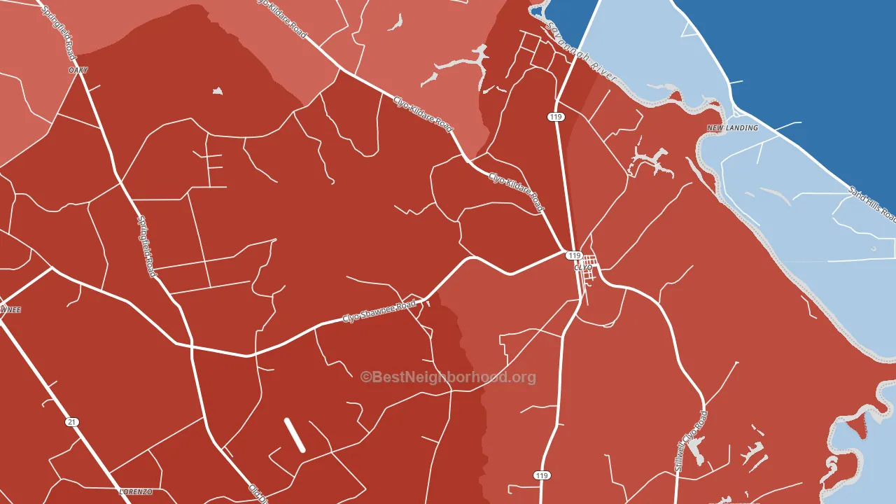 Clyo, GA block-group political-lean map