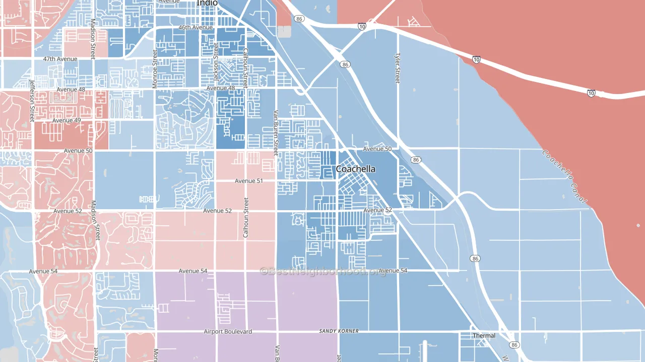 Coachella, CA block-group political-lean map