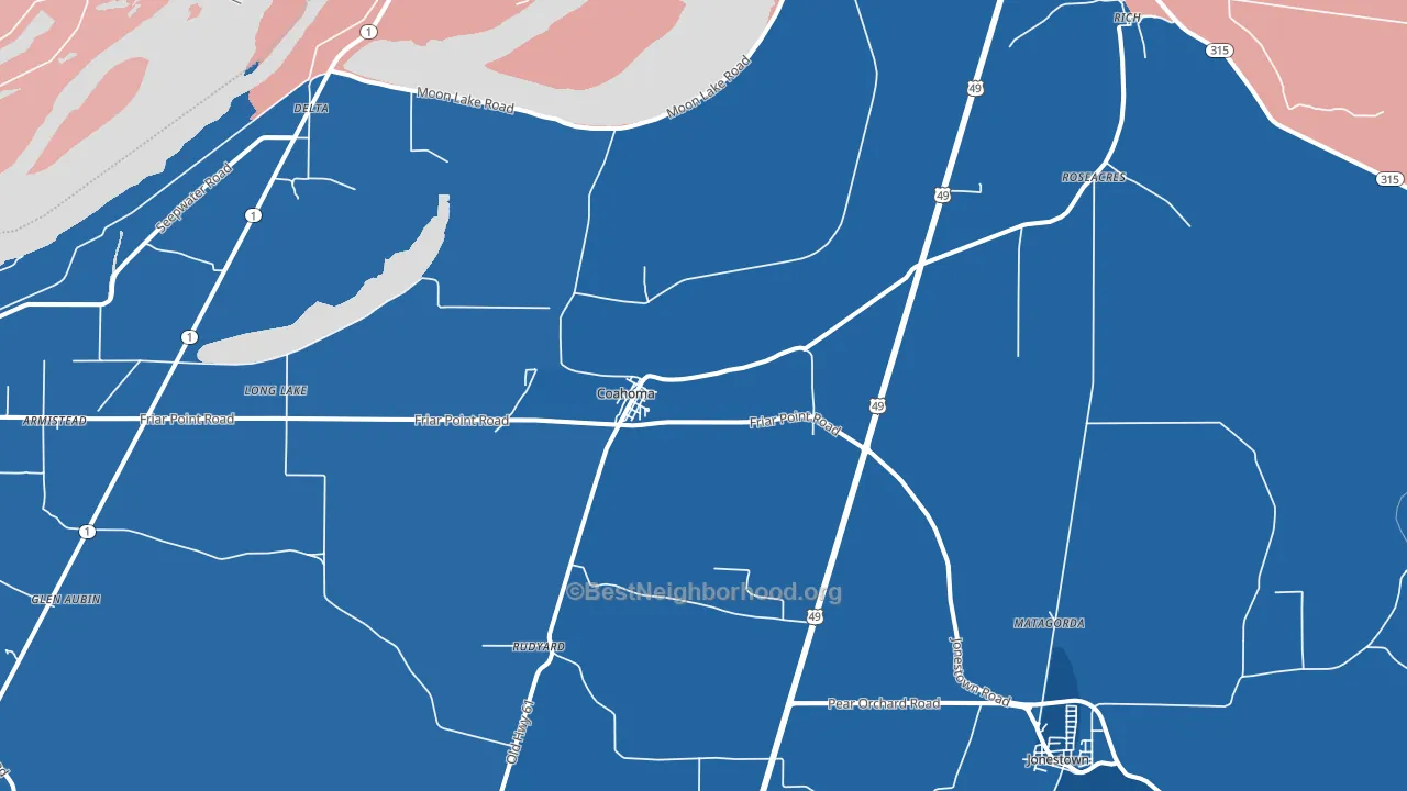 Coahoma, MS block-group political-lean map