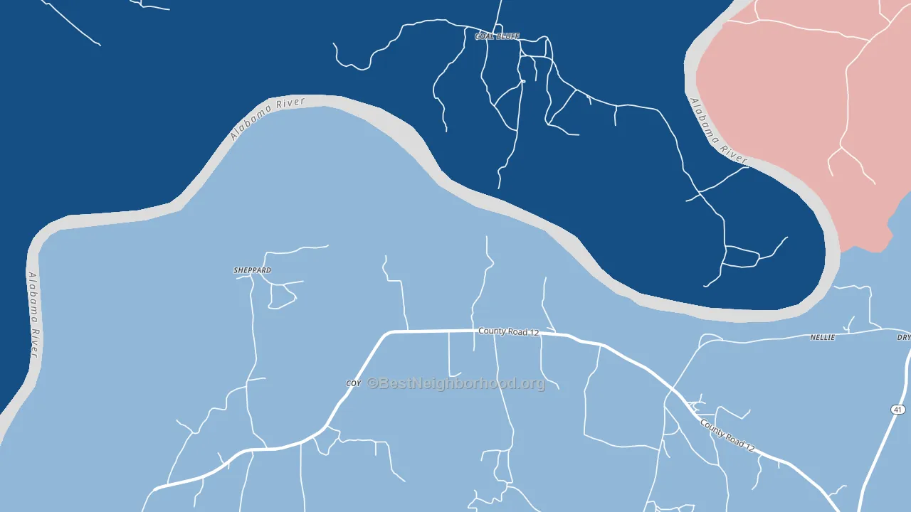 Coal Bluff, AL block-group political-lean map