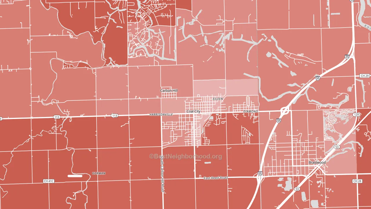 Coal City, IL block-group political-lean map