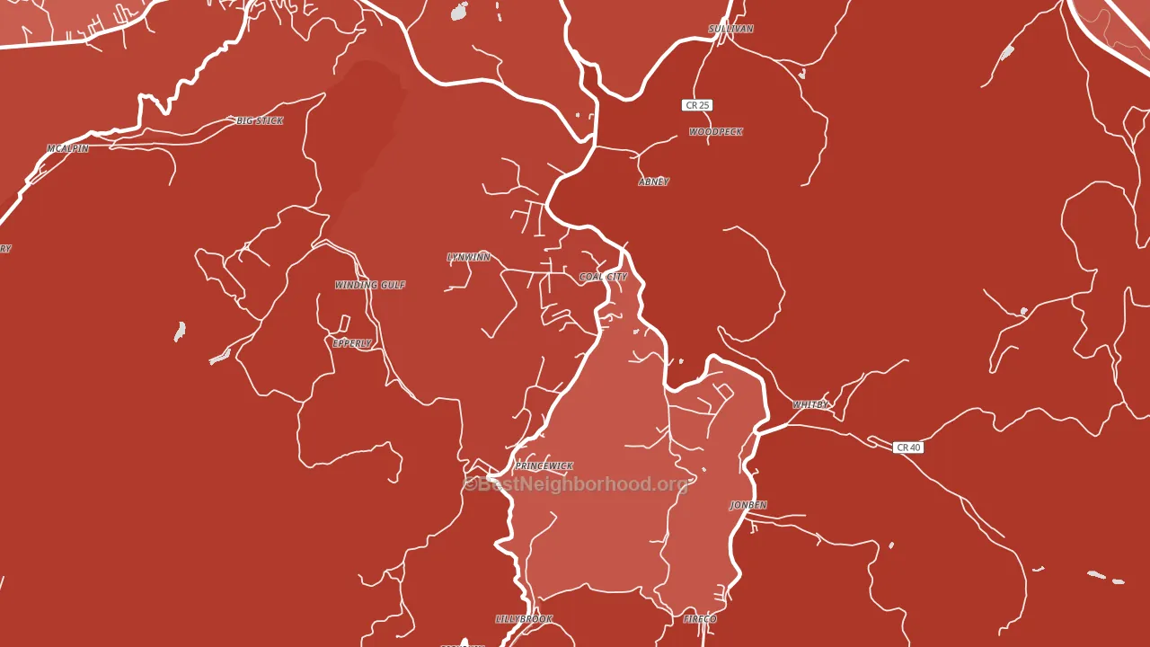 Coal City, WV block-group political-lean map