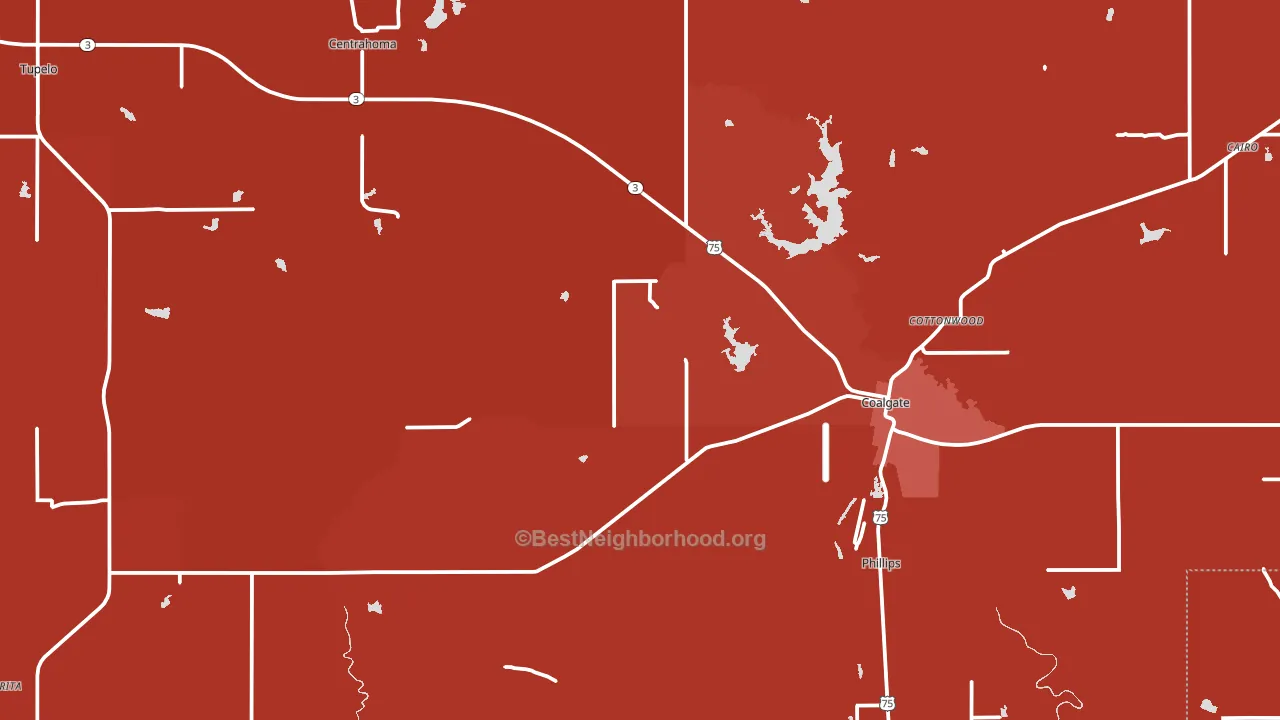 Coal County, OK block-group political-lean map