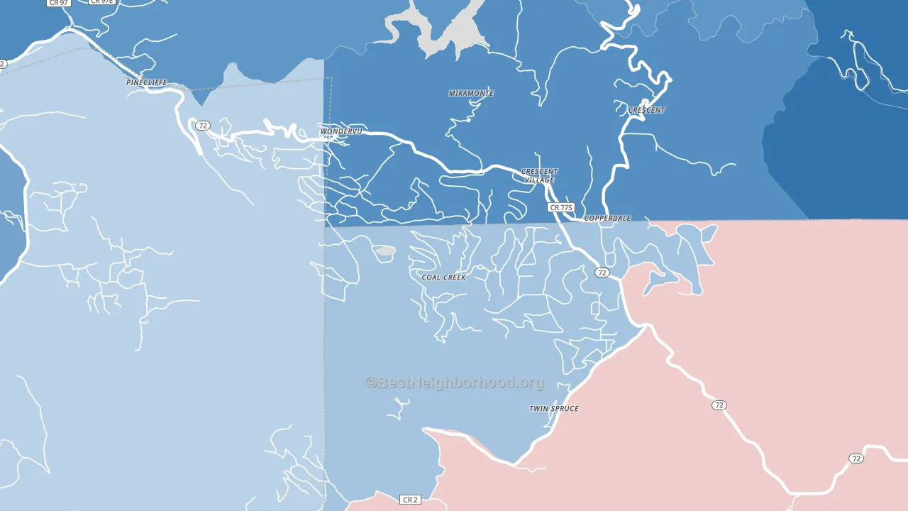 Coal Creek, CO block-group political-lean map