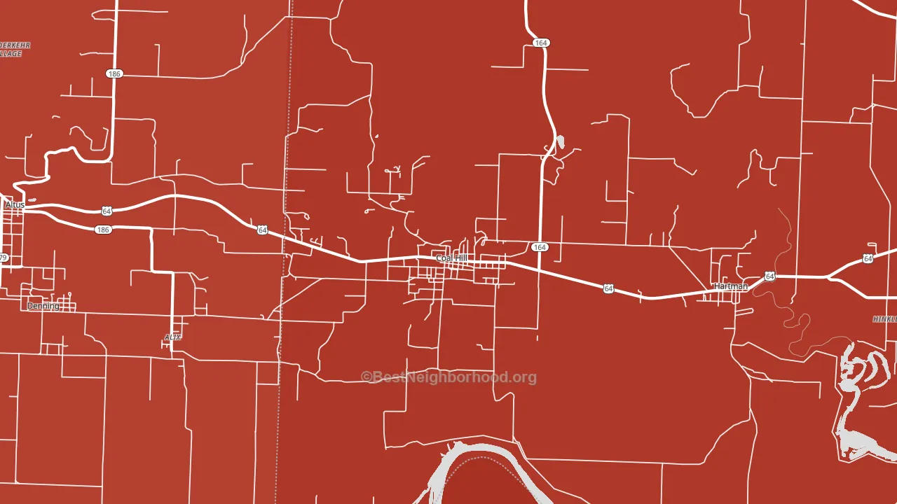 Coal Hill, AR block-group political-lean map