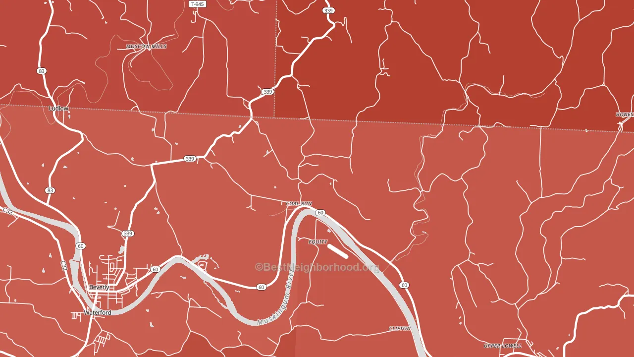 Coal Run, OH block-group political-lean map
