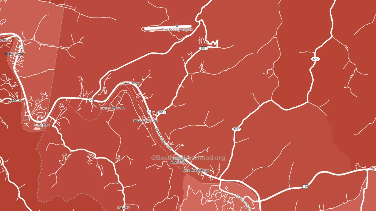 Coal Run Village, KY block-group political-lean map