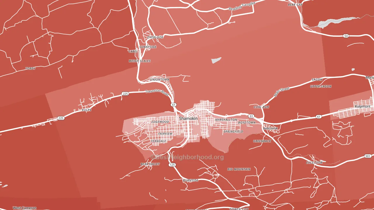Coal Township, PA block-group political-lean map