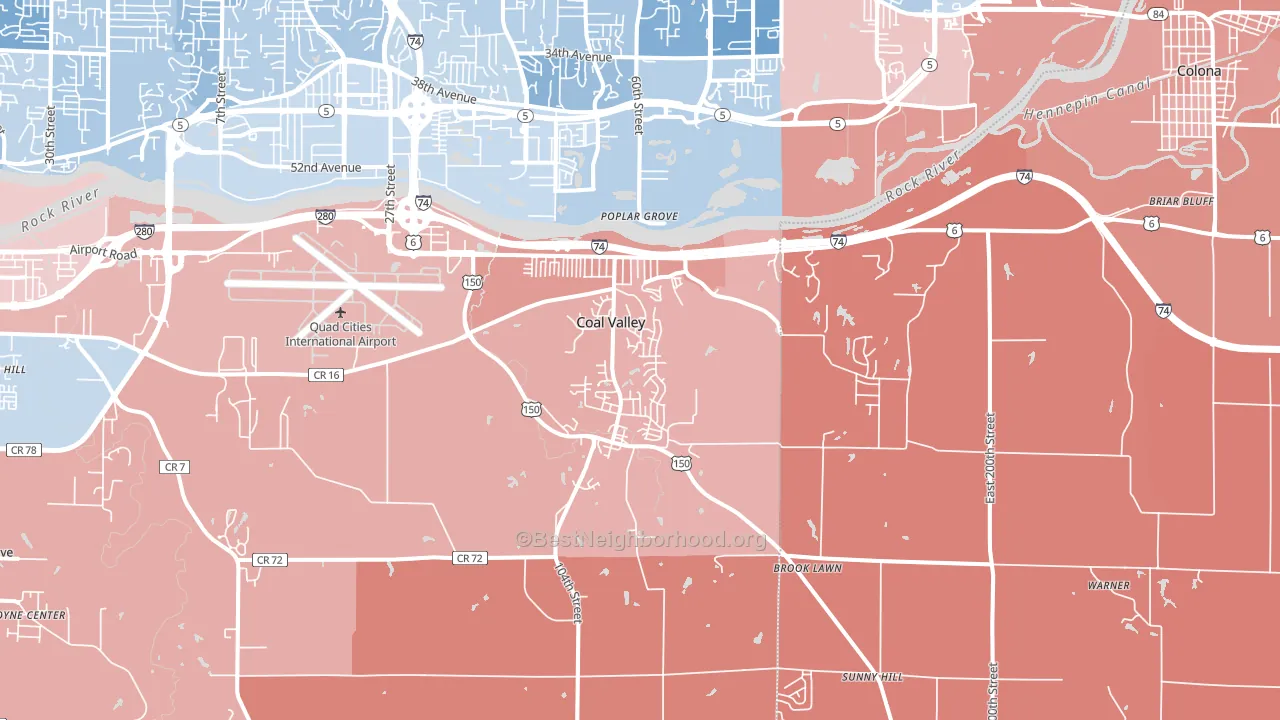 Coal Valley, IL block-group political-lean map