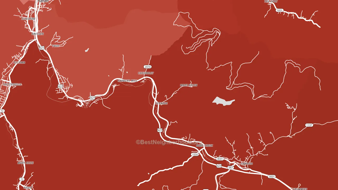 Coalgood, KY block-group political-lean map