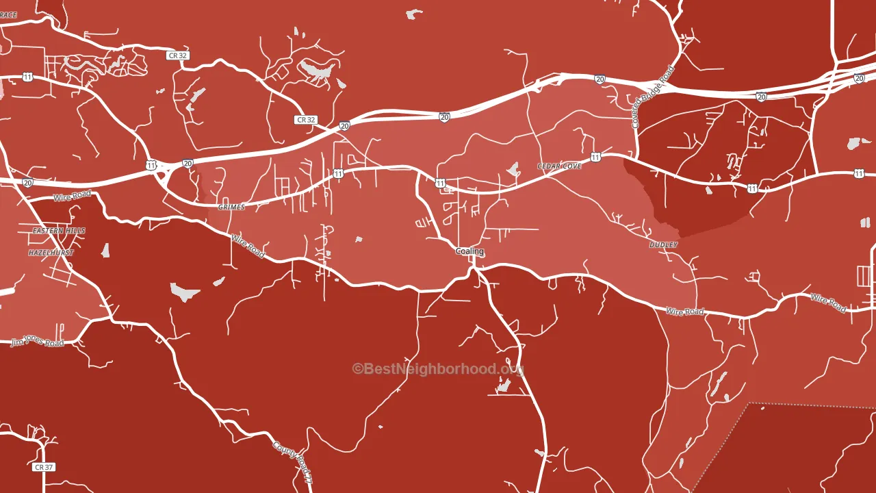 Coaling, AL block-group political-lean map