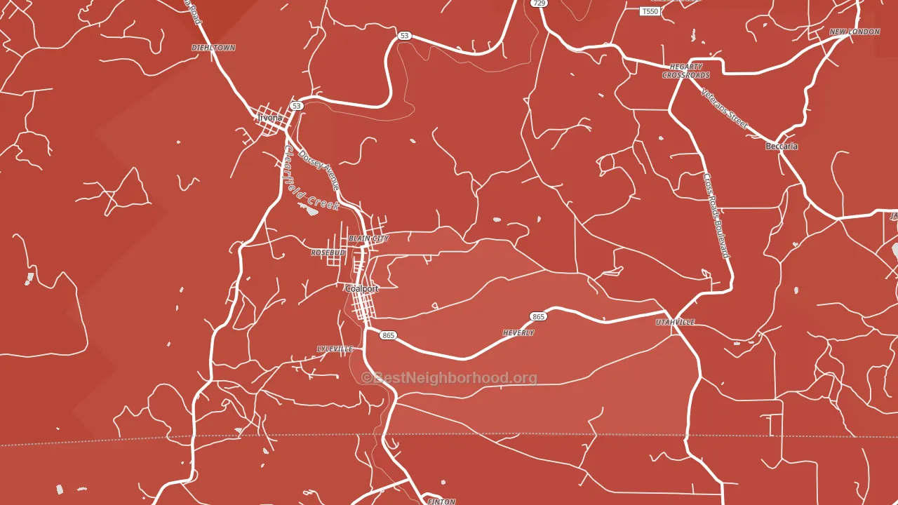 Coalport, PA block-group political-lean map