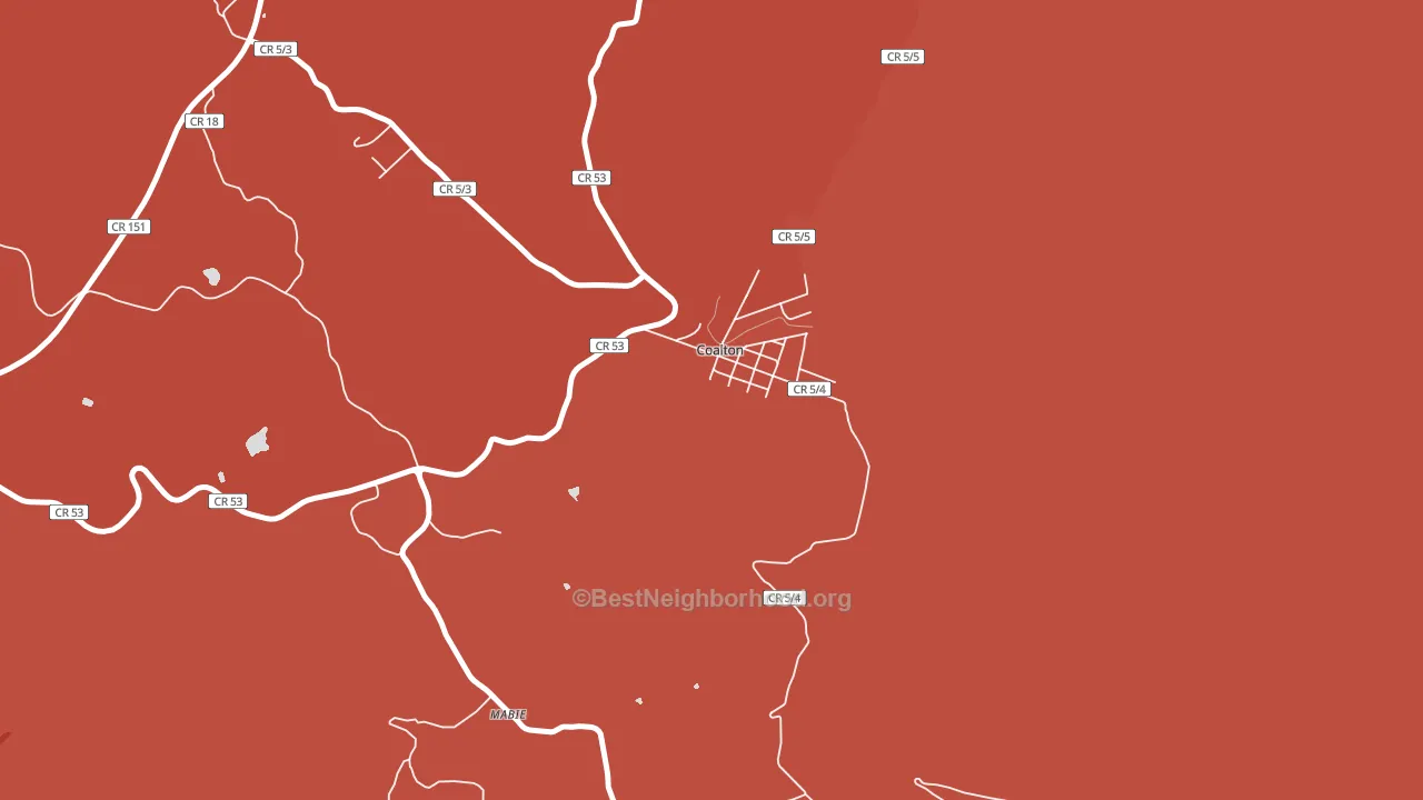 Coalton, WV block-group political-lean map
