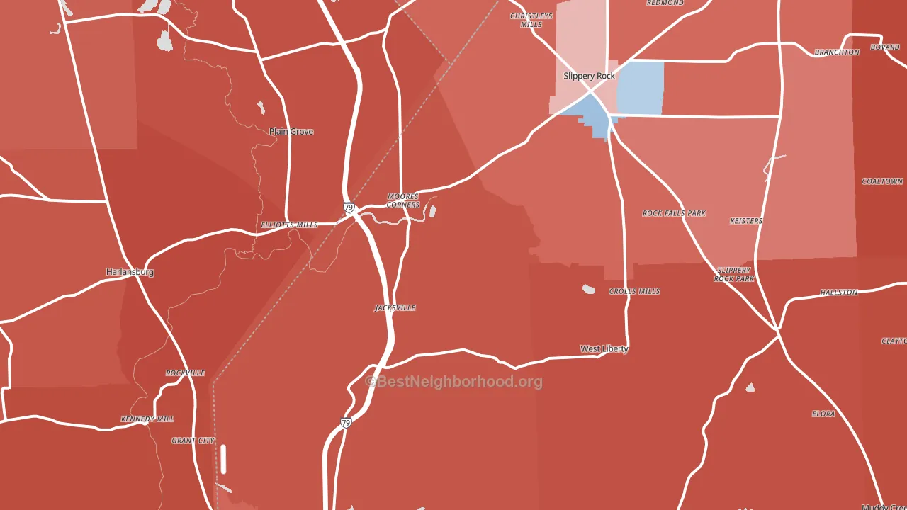 Coaltown, PA block-group political-lean map
