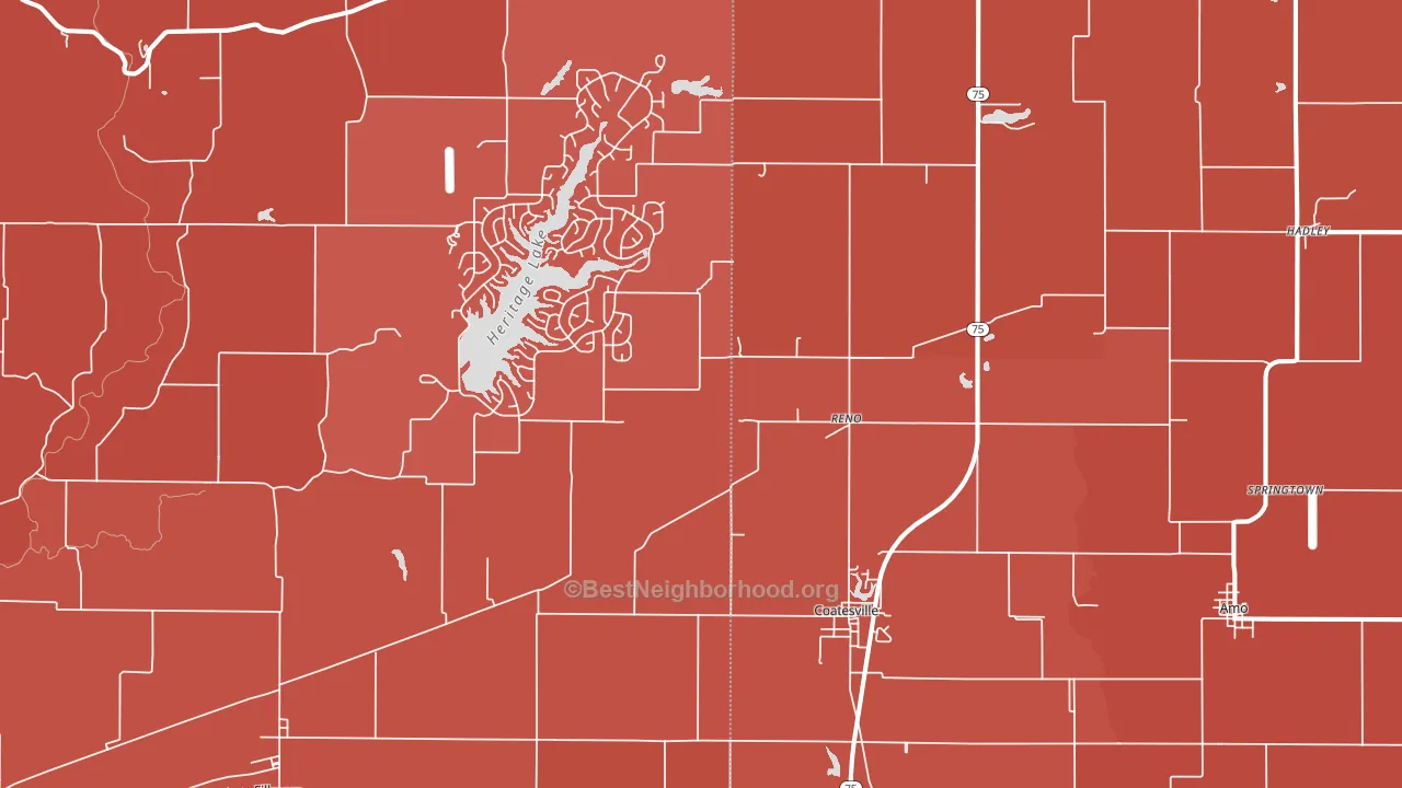 Coatesville, IN block-group political-lean map