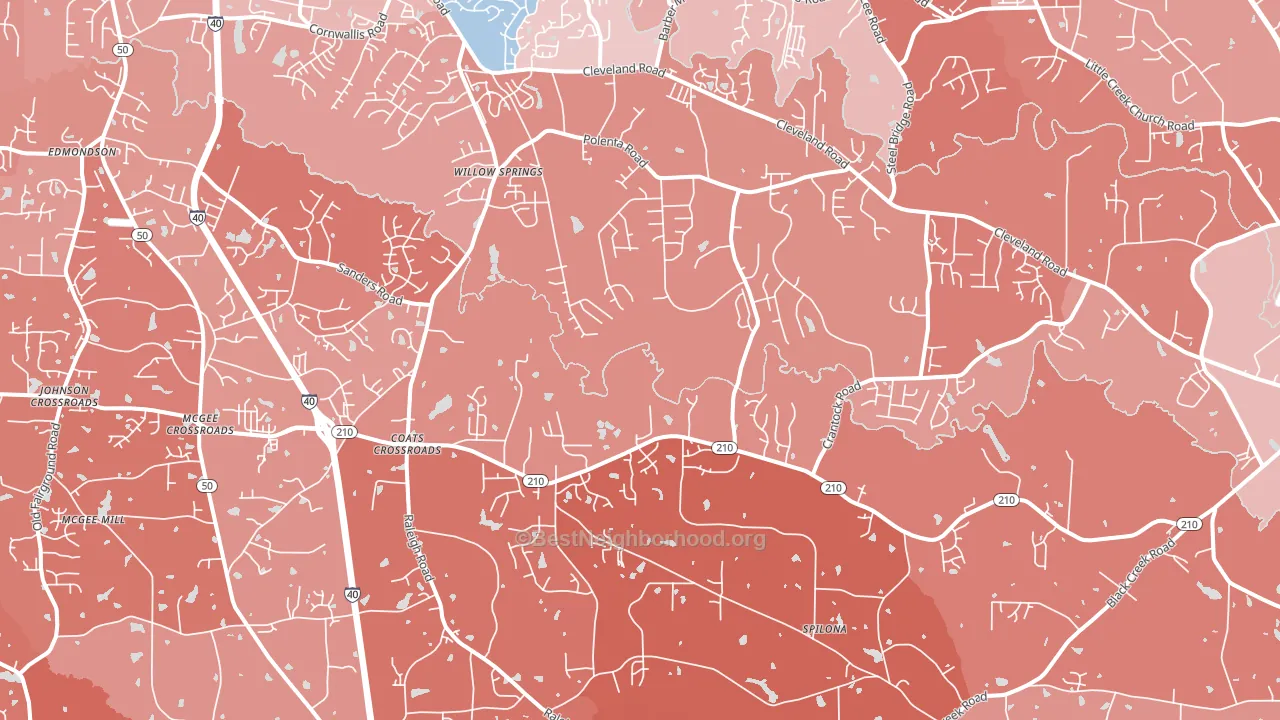 Coats Crossroads, NC block-group political-lean map