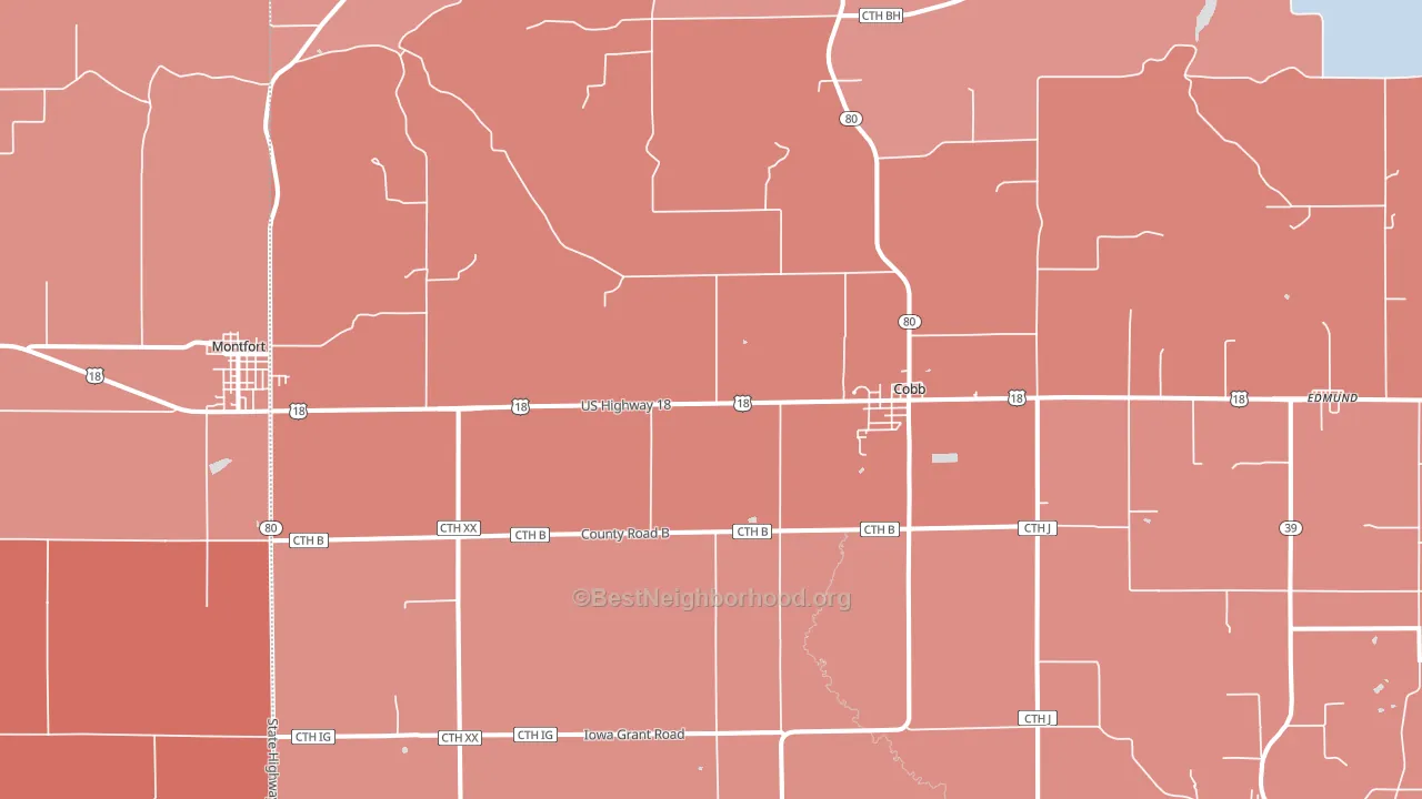 Cobb, WI block-group political-lean map