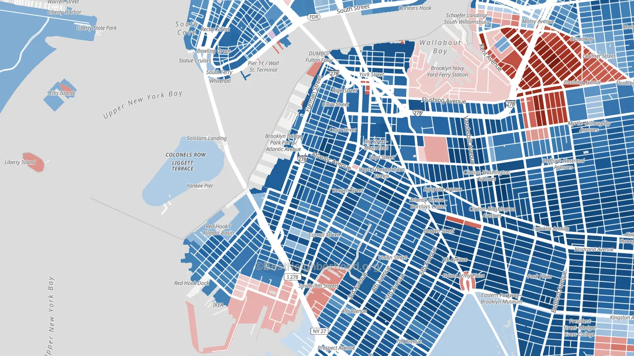 Cobble Hill, Brooklyn, NY block-group political-lean map