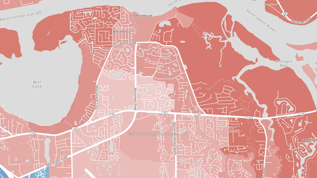 Cobblestone, Jacksonville, FL block-group political-lean map