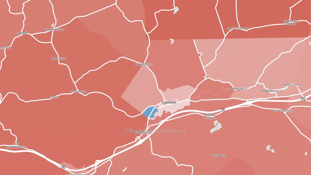 Cobleskill, NY block-group political-lean map
