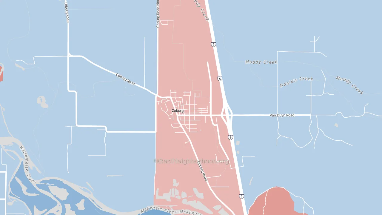 Coburg, OR block-group political-lean map