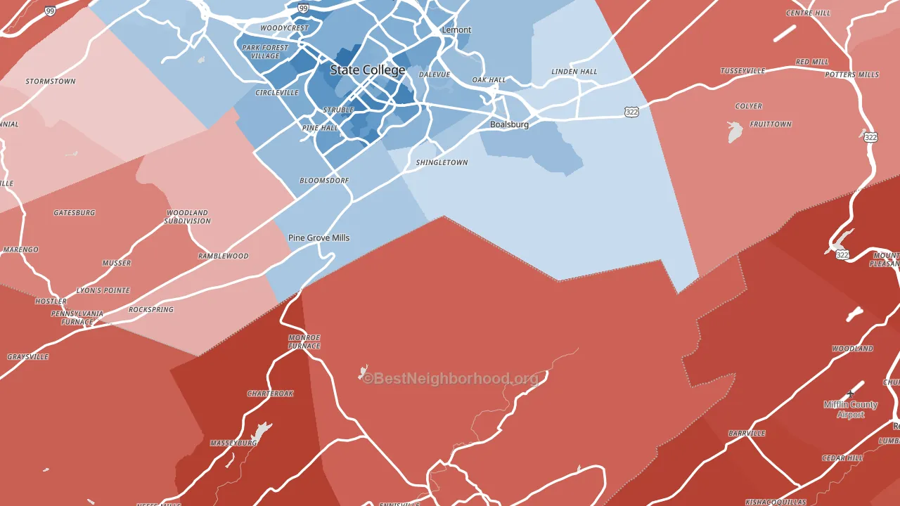 Coburn, PA block-group political-lean map