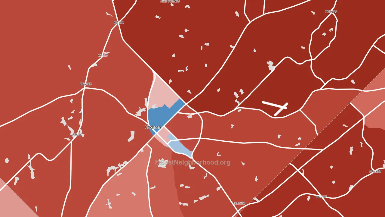 Cochran, GA block-group political-lean map