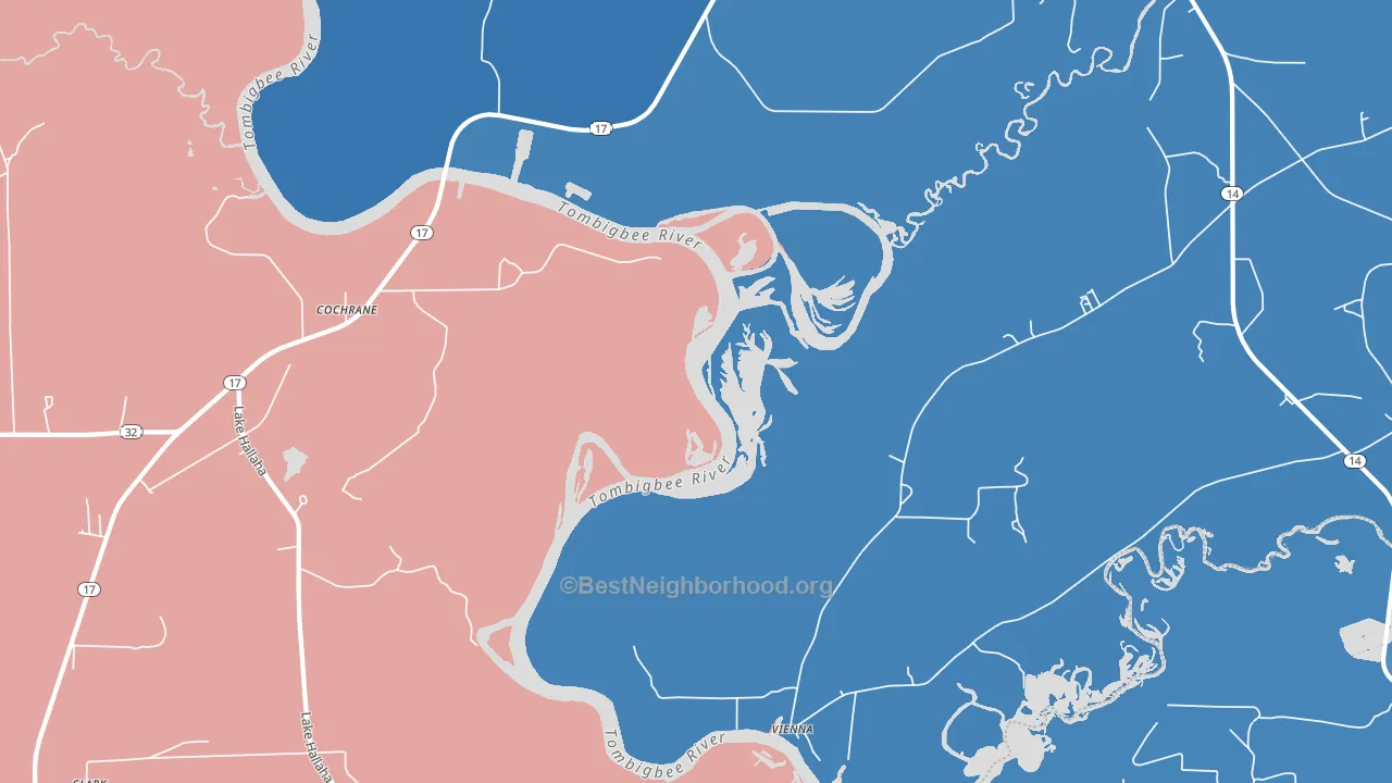 Cochrane, AL block-group political-lean map