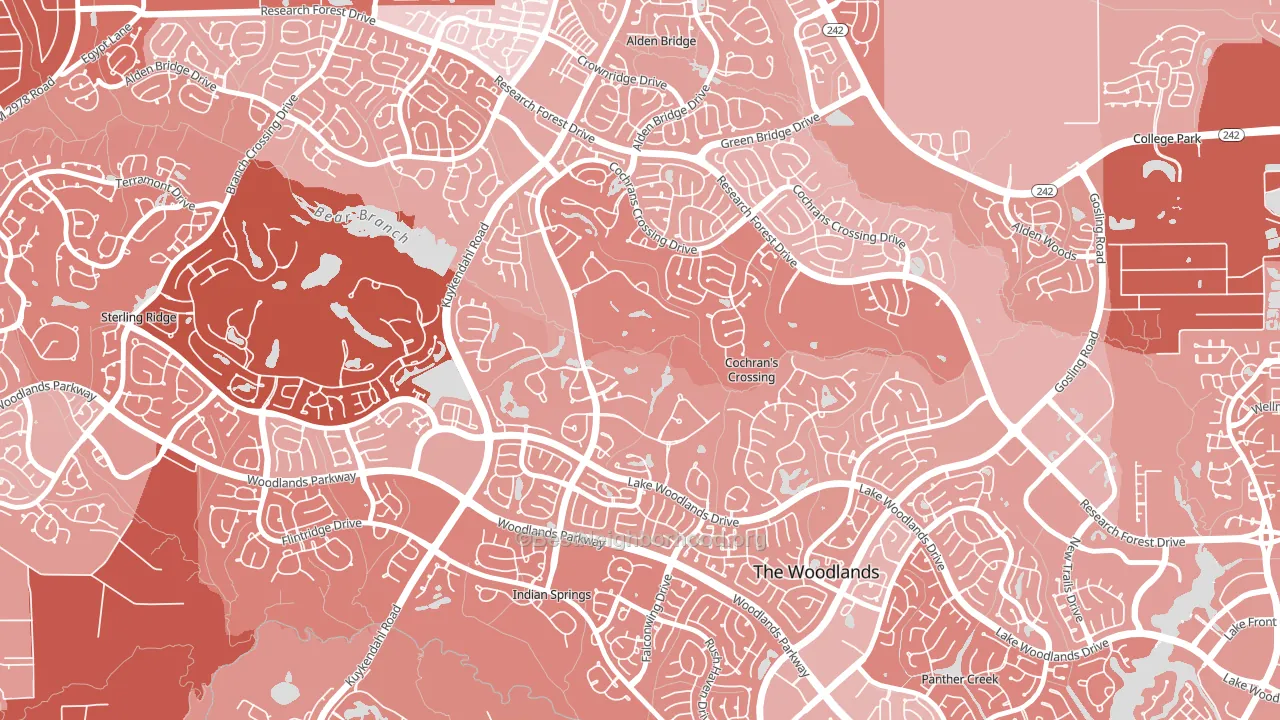 Cochran's Crossing, The Woodlands, TX block-group political-lean map