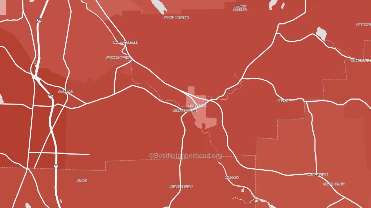 Cochranton, PA block-group political-lean map