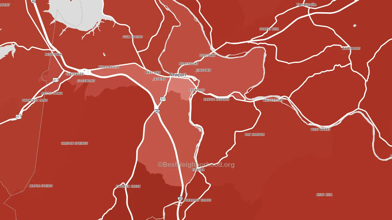 Cocke County, TN block-group political-lean map