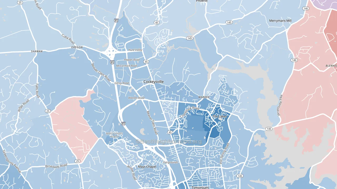 Cockeysville, MD block-group political-lean map