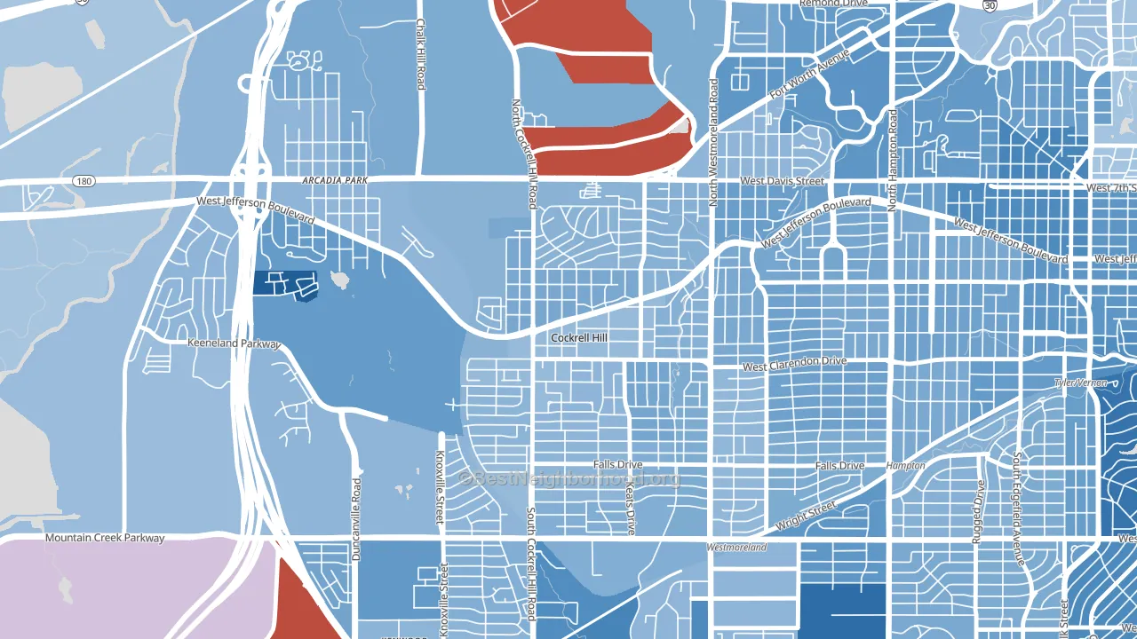 Cockrell Hill, TX block-group political-lean map