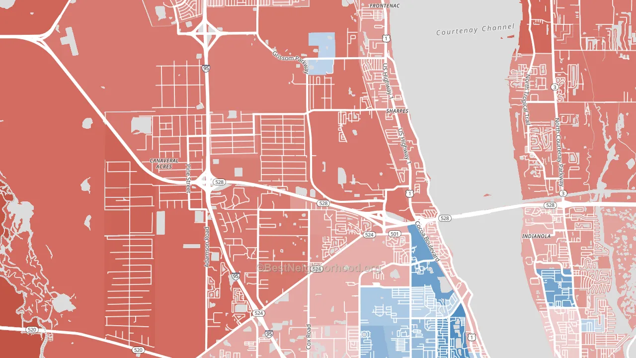 Cocoa, FL block-group political-lean map