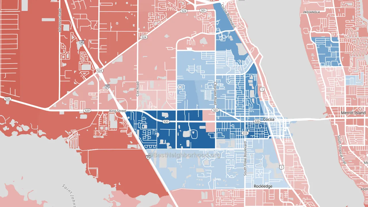 Cocoa West, FL block-group political-lean map