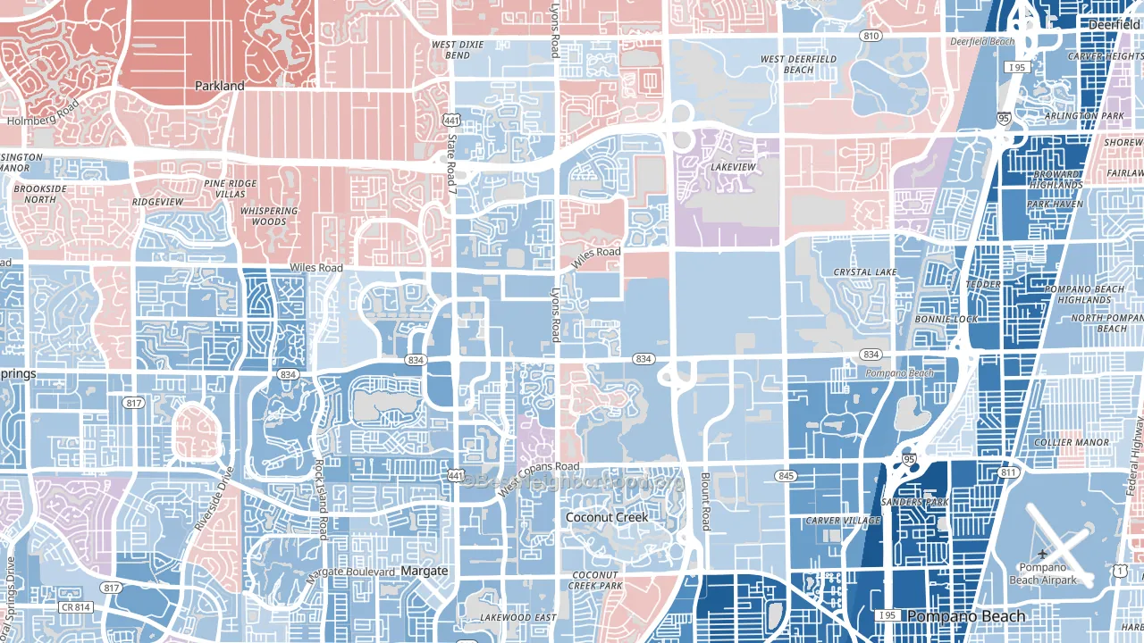 Coconut Creek, FL block-group political-lean map