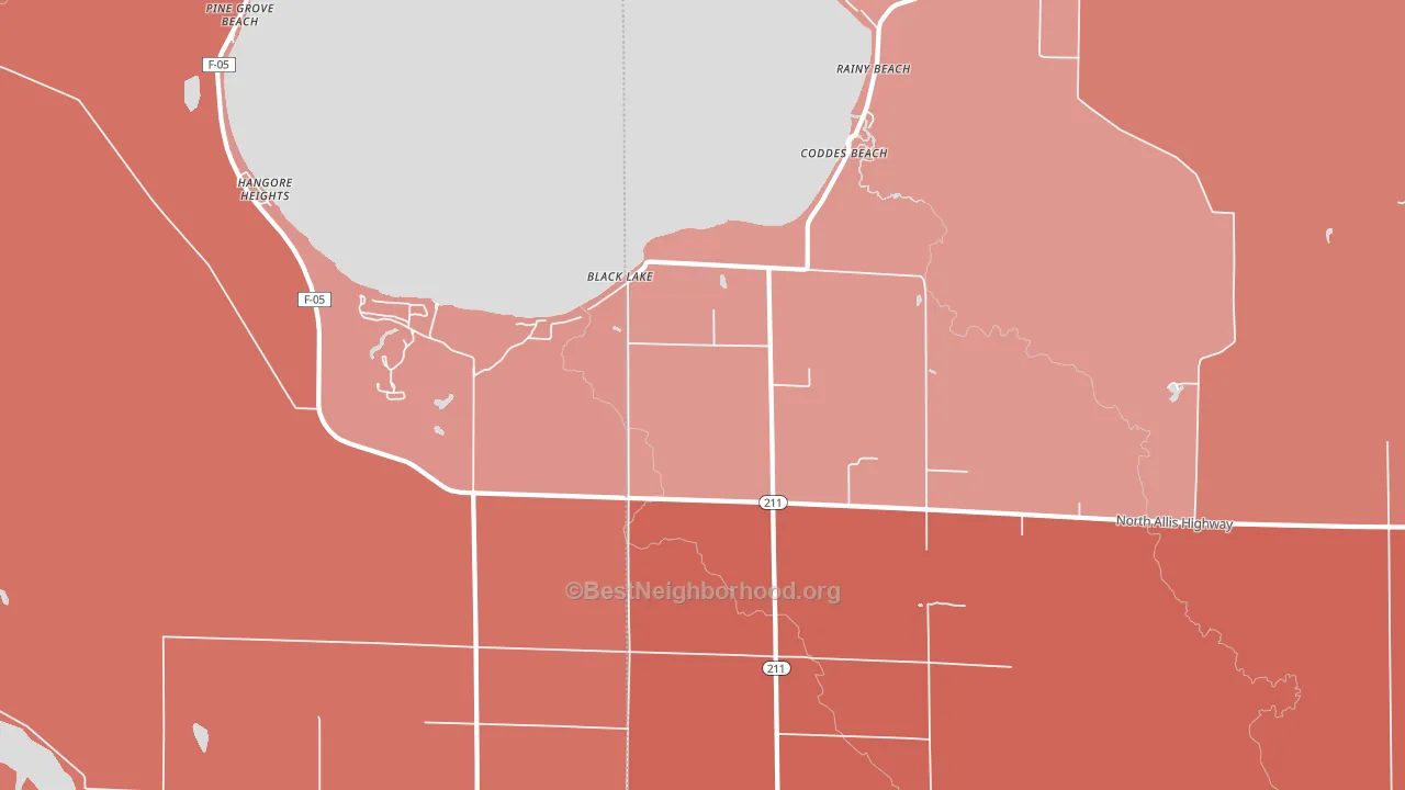 Coddes Beach, MI block-group political-lean map