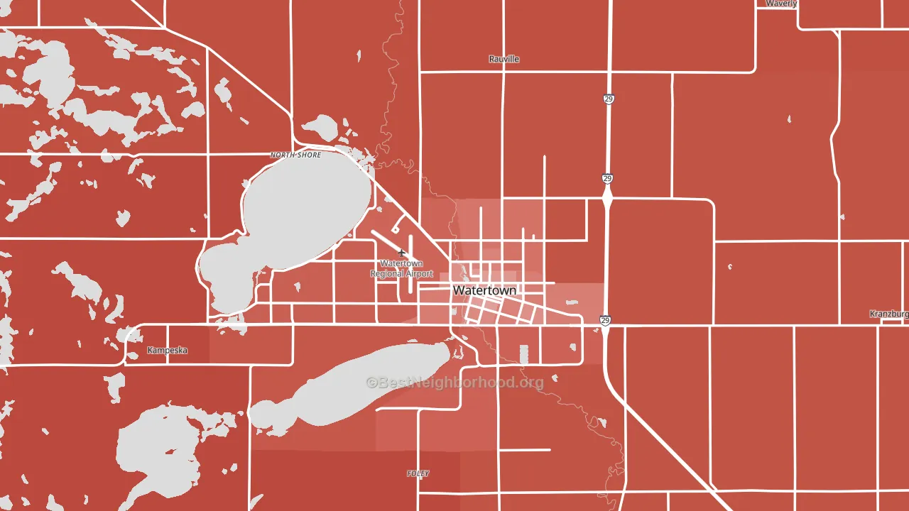 Codington County, SD block-group political-lean map
