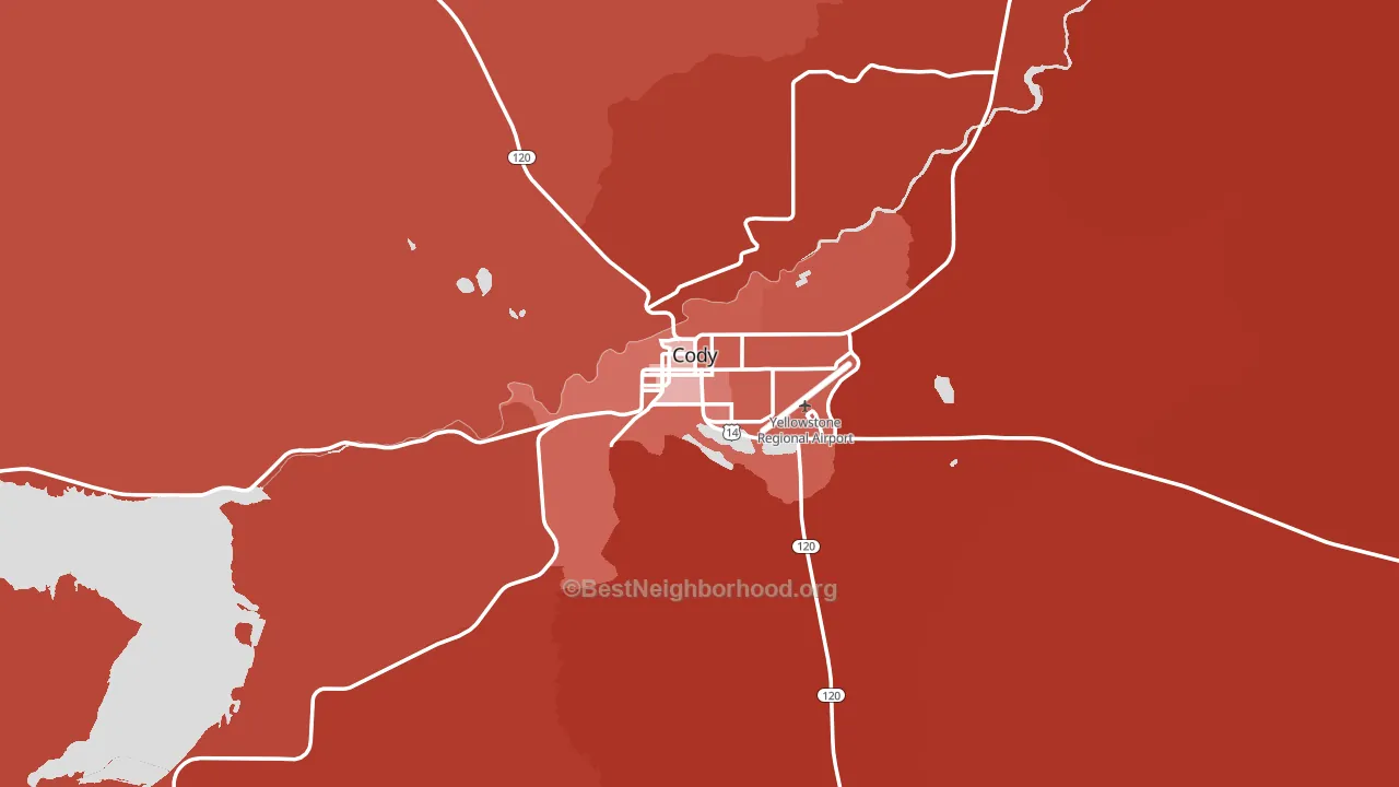 Cody, WY block-group political-lean map
