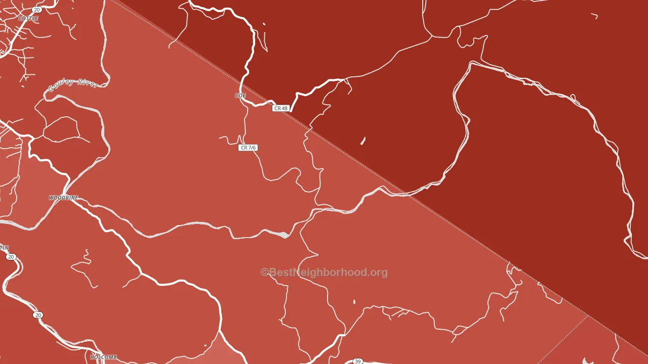 Coe, WV block-group political-lean map