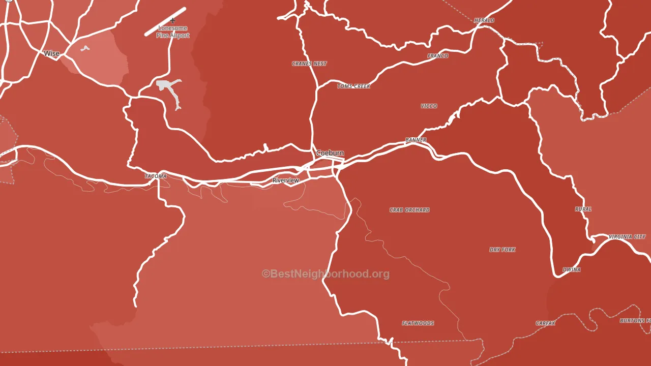 Coeburn, VA block-group political-lean map