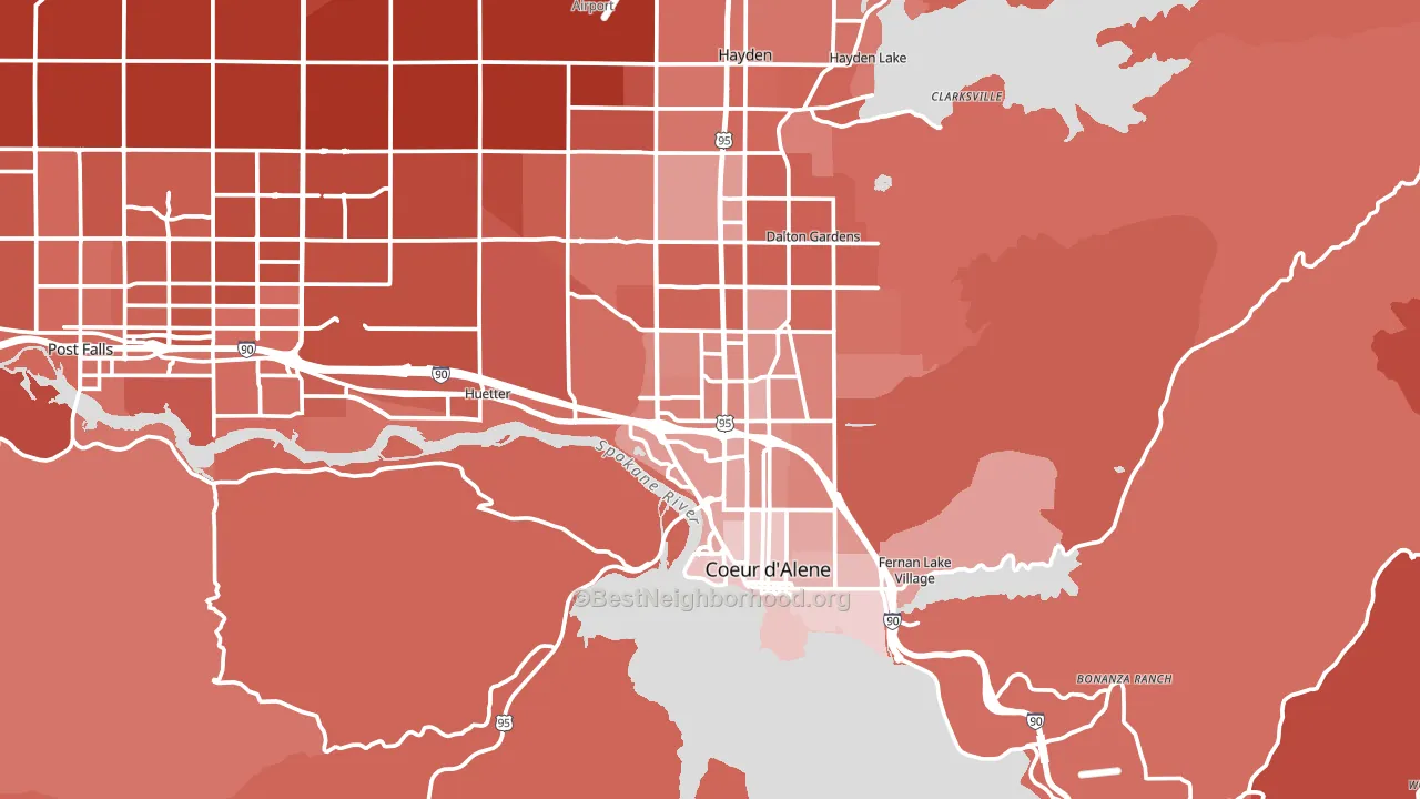 Coeur d'Alene, ID block-group political-lean map