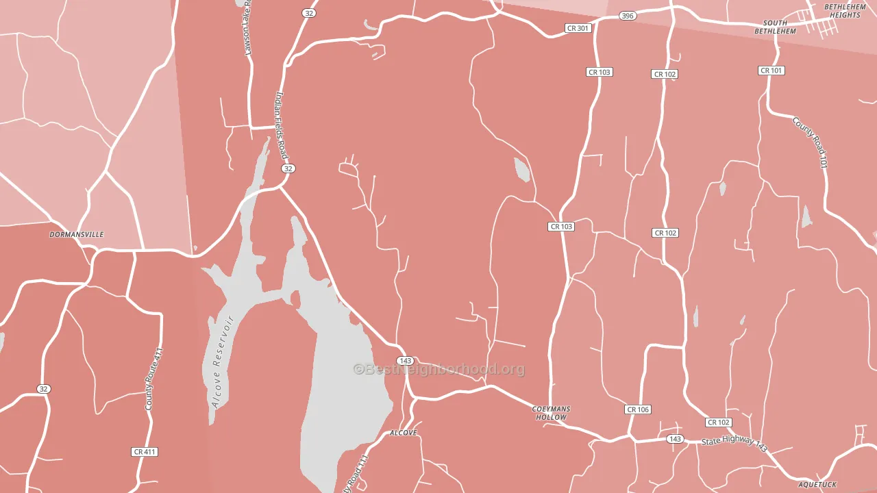 Coeymans Hollow, NY block-group political-lean map